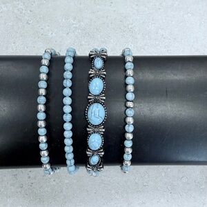 Elegant Blue Beaded Bracelet Set